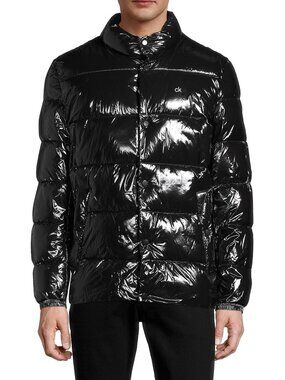 Calvin Klein Men's Shiny Black Puffer Jacket Size Small New with tag